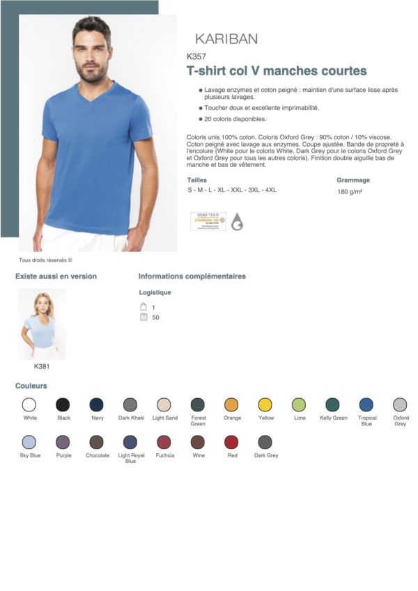 K357 - T-shirt col V manches courtes – Image 2