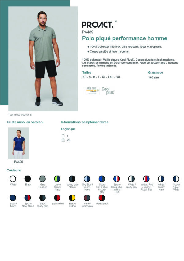 PA489 - Polo piqué performance homme – Image 2