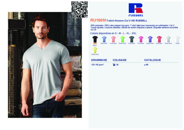 RU166M - T-shirt HOMME Col V HD – Image 2